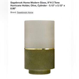 NIB . . .  Sagebrook Home Two-Tone Hurricane /Candleholder  |  9” Height